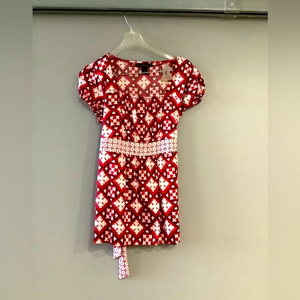 Style & Co Red patterned tie-back blouse